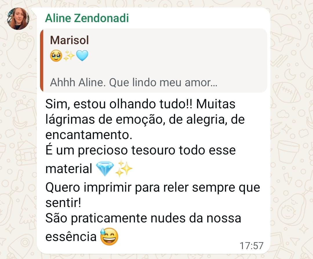 Captura do depoimento de Aline sobre guardar e reler a Arquitetura do Destino