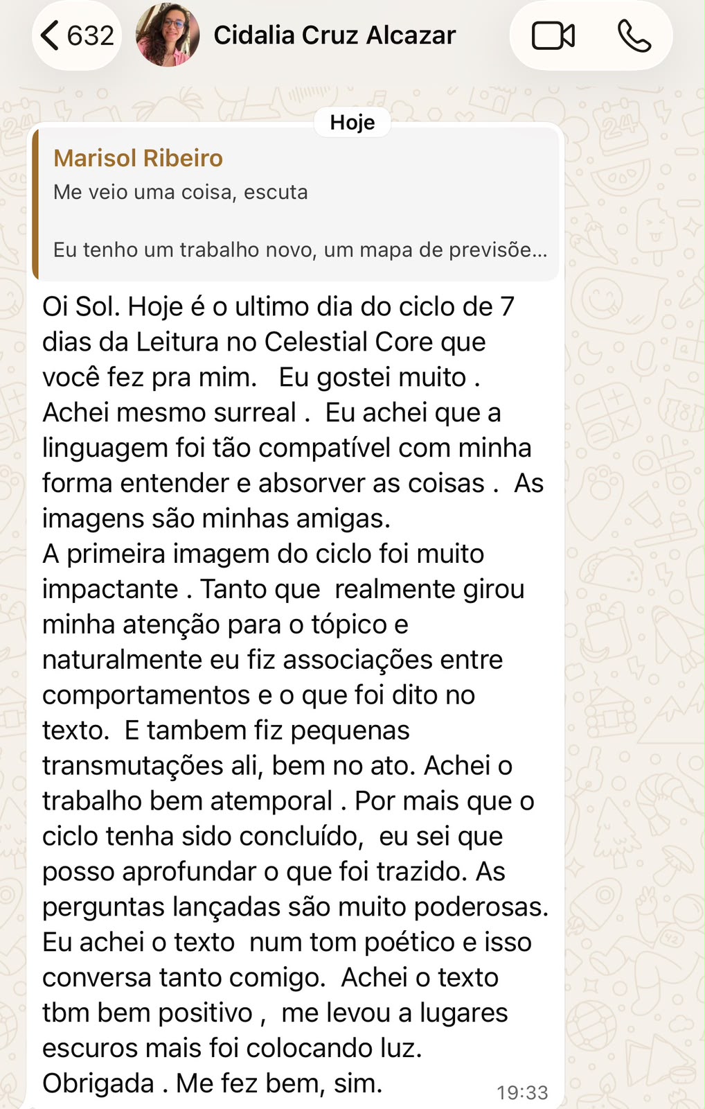 Captura do depoimento sobre a profundidade e atemporalidade da leitura